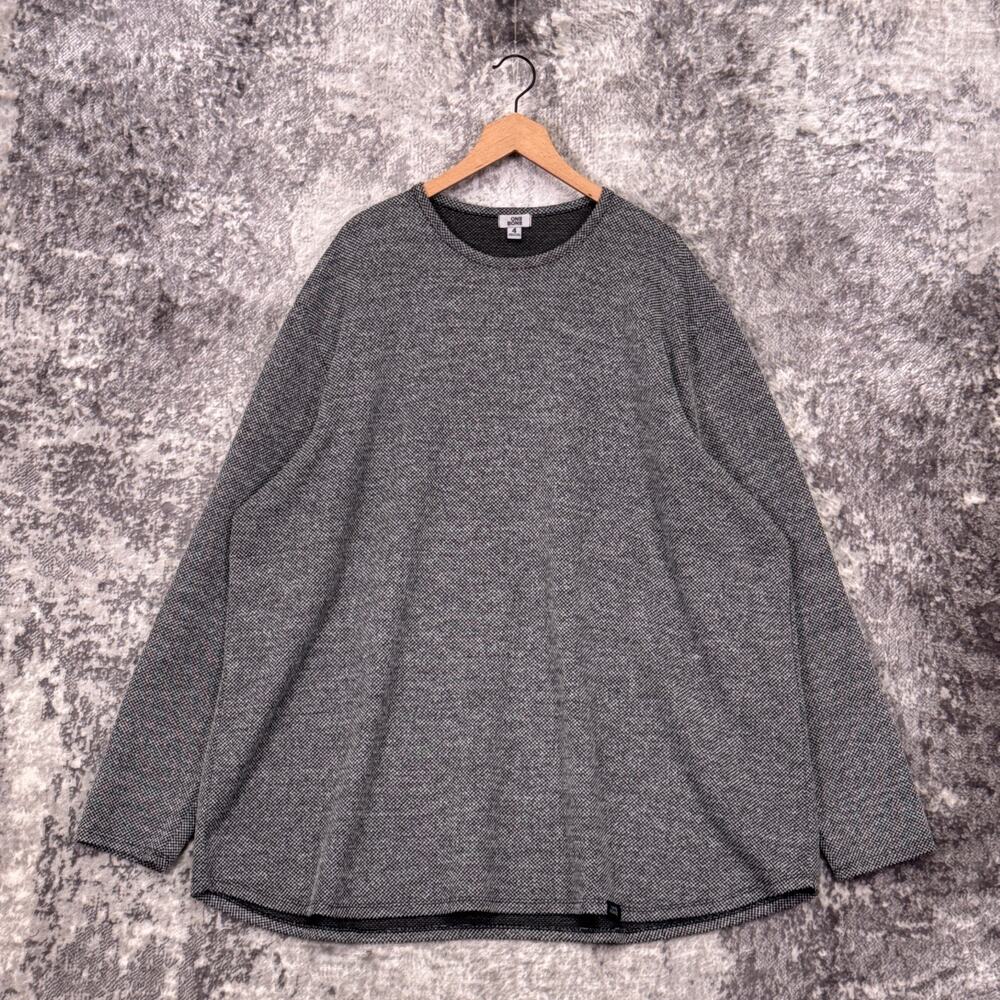 One Bone Shirt 4 / 5XL Mens Gray Jacquard Textured Knit Long Sleeve